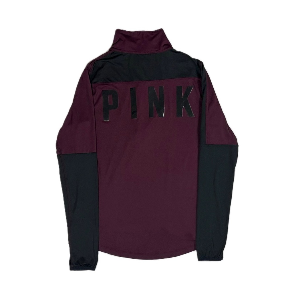 Pink Purple Black Spellout Quarter Zip Athletic Pullover Sweatshirt Women Large